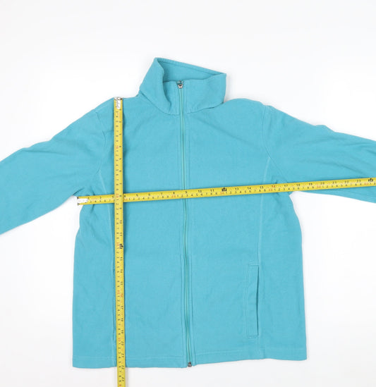 Lands' End Women's Blue Fleece Full Zip Petite Jacket Size S