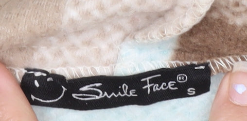Smile Face Men's Multicoloured Check Hooded Fleece Jacket Size S