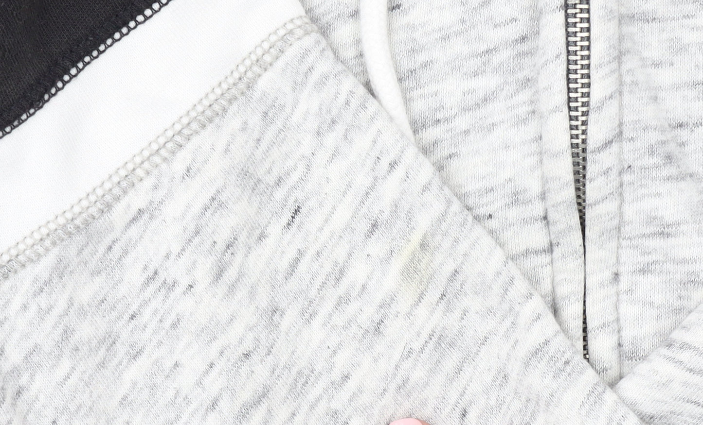 Hollister Women’s Grey & Black Full Zip Hoodie M Cotton Blend