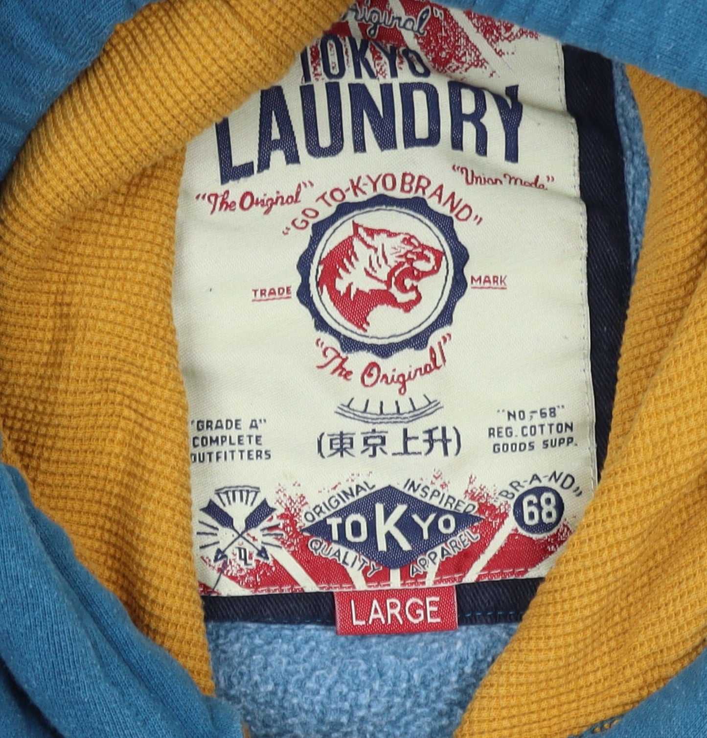 Tokyo Laundry Men's Blue Pullover Hoodie Large Graphic Print