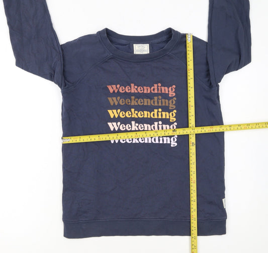 Fat Face Womens Navy Weekend Graphic Cotton Sweatshirt UK 6