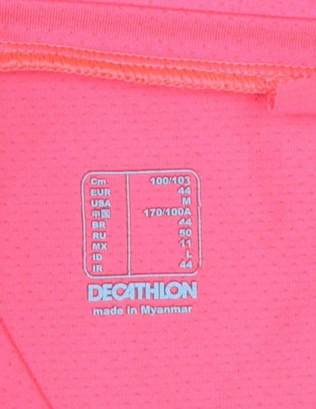 Kalenji Women Pink Short Sleeve V-Neck Running T-Shirt Size 16