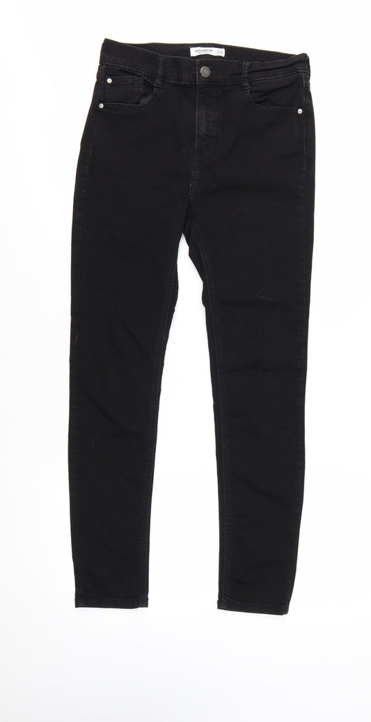 Pull&Bear Womens Black Skinny Jeans Size 12 Slim Fit Denim