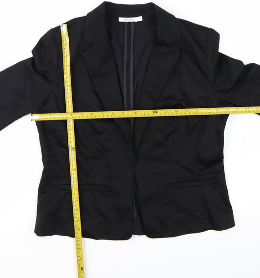 Ricki's Women's Black Blazer Size 10 Cotton Blend Single-Breasted Jacket