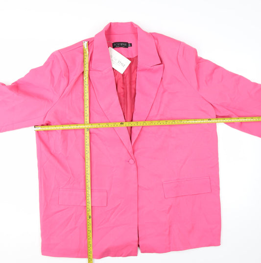 In The Style Women Pink One-Button Blazer UK 16 Polyester