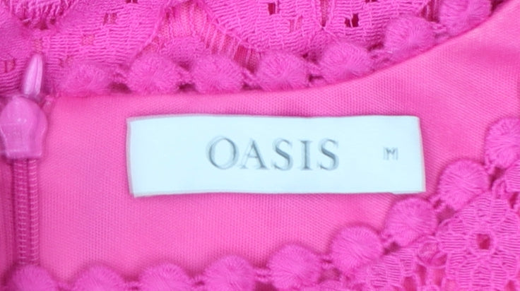Oasis Women’s Pink Lace Short Sleeve Sheath Dress Size M