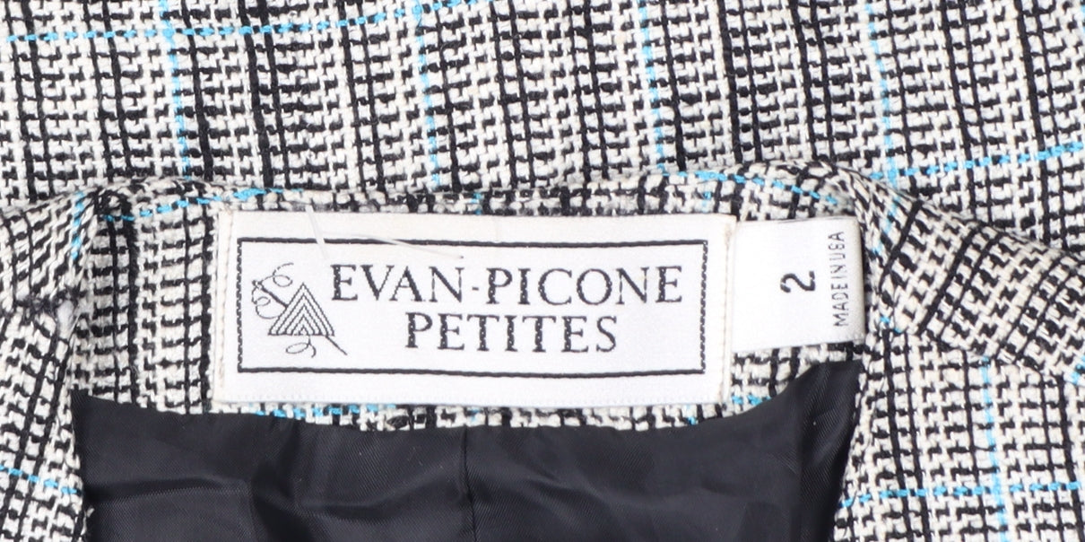 Evan-Picone Petites Women's Beige Checked Blazer Jacket Size 2