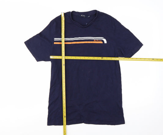 Ben Sherman Men's Blue Small Retro Colourblock Cotton T-Shirt