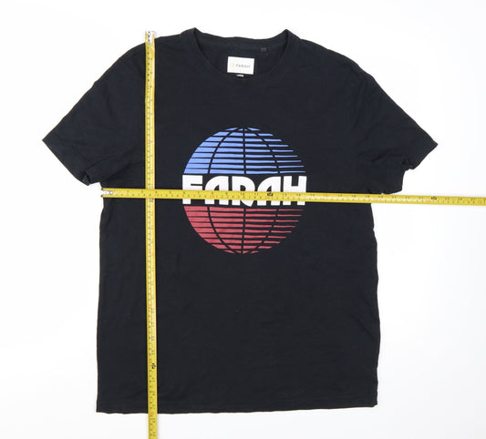 Farah Men's Black Graphic Print Cotton T-Shirt Size L