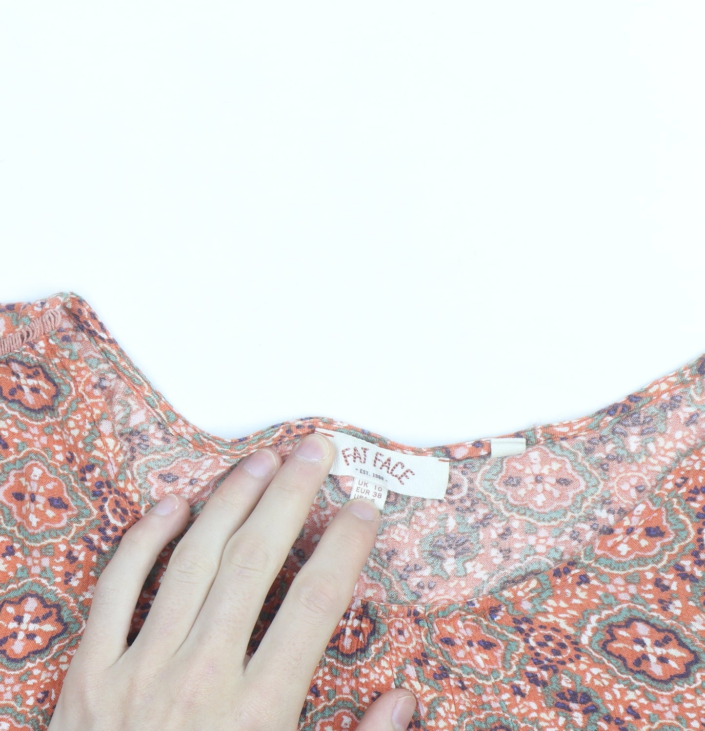 Fat Face Women’s Orange Floral Tunic Blouse Size 10