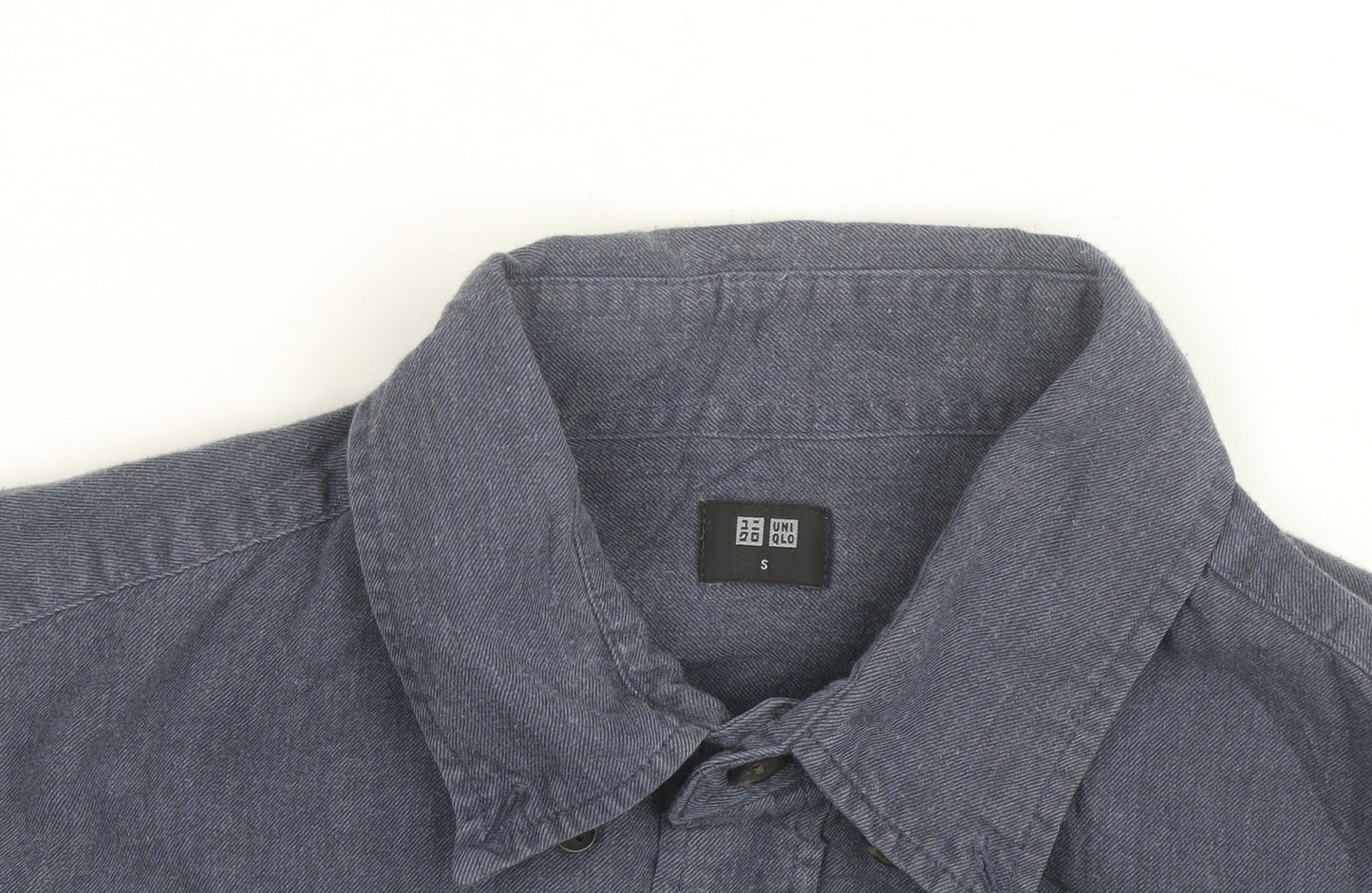 Uniqlo Men's Blue Linen Cotton Long Sleeve Button-Up Shirt S