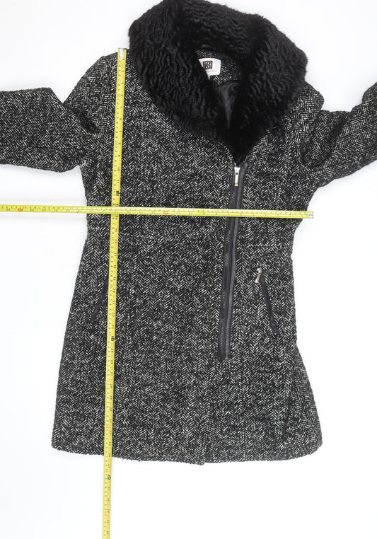 Laundry by Design Unisex Black Tweed Wool Blend Mid-Length Coat M