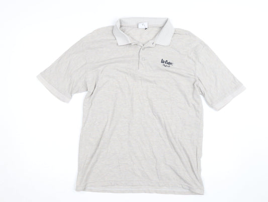 Lee Cooper Men's Beige Cotton Polo Shirt Size M Regular Fit