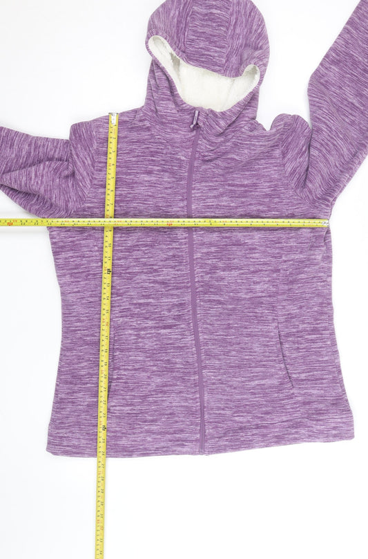 Mountain Warehouse Women Purple Full Zip Hooded Fleece Jacket Size 18