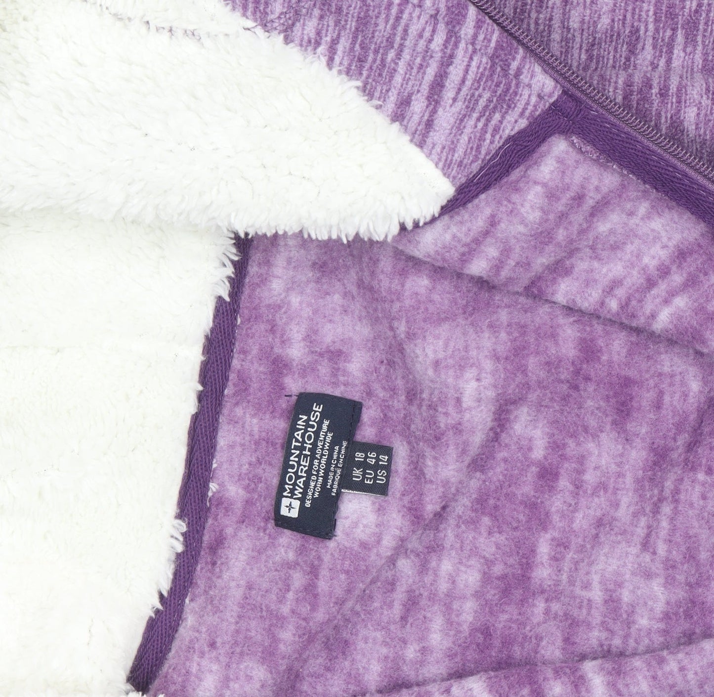 Mountain Warehouse Women Purple Full Zip Hooded Fleece Jacket Size 18