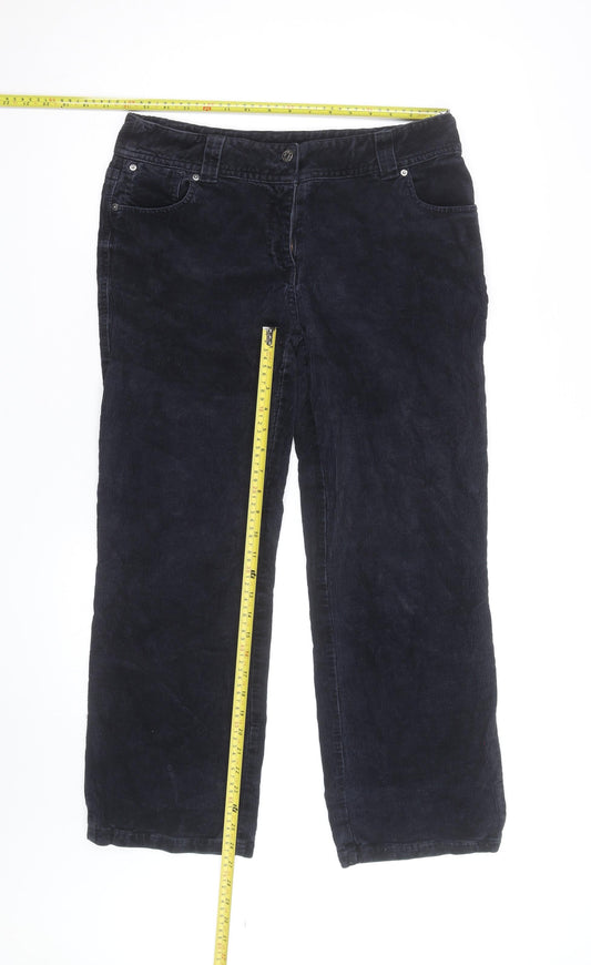 Laura Ashley Womens Black Corduroy Straight Jeans Size 14
