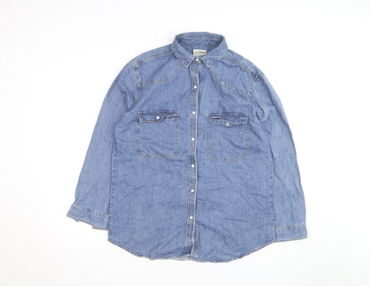 Pull&Bear Men's Blue Denim Basic Jacket Size M Cotton Casual