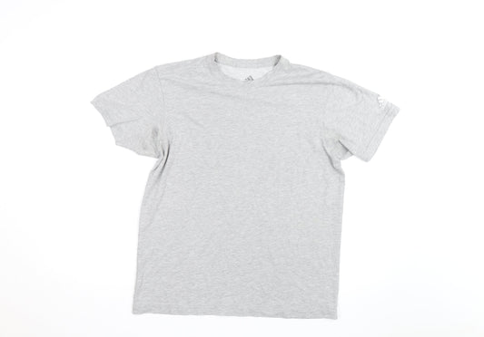 adidas Men's Grey Crew Neck Short Sleeve Regular Fit T-Shirt M