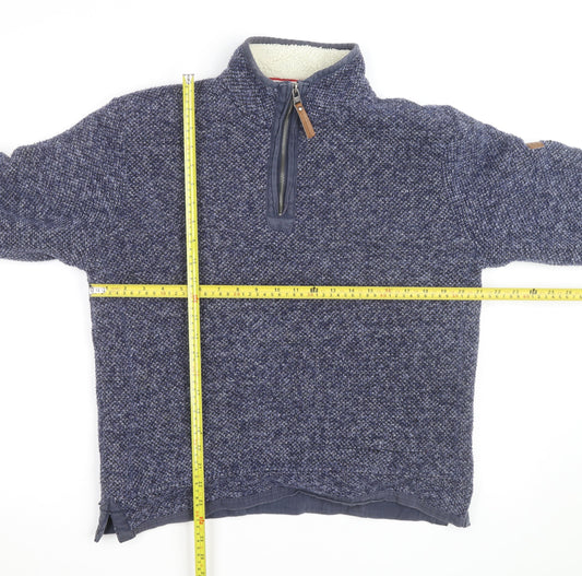 Northern Expo Men's Blue Knit Fleece Lined 1/4 Zip Jumper M