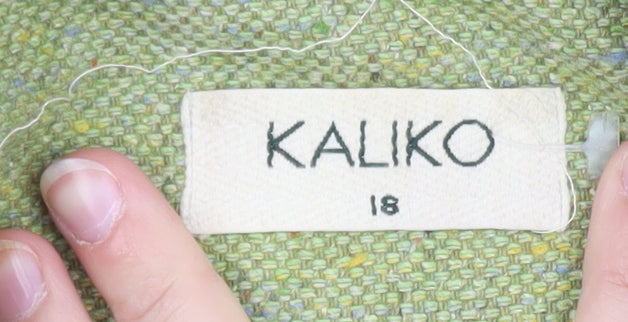 Kaliko Women Green Wool Blend Tweed Blazer Jacket Size 18