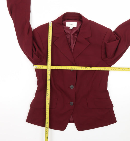 Marks and Spencer Womens Red Size 8 Single-Breasted Blazer
