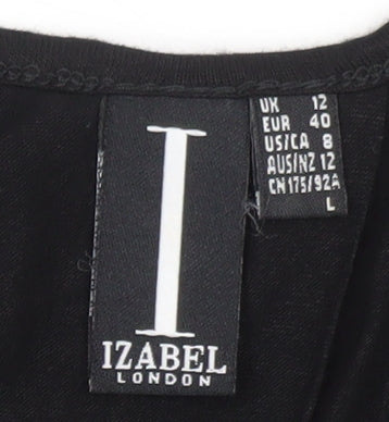 Izabel London Women's Black Lace Studded Blouse Size 12