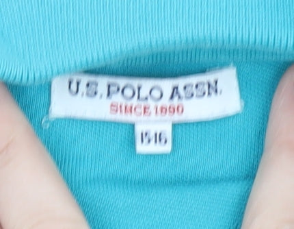 U.S. Polo Assn. Boys Blue 15-16 Years Cotton Short Sleeve Polo Shirt