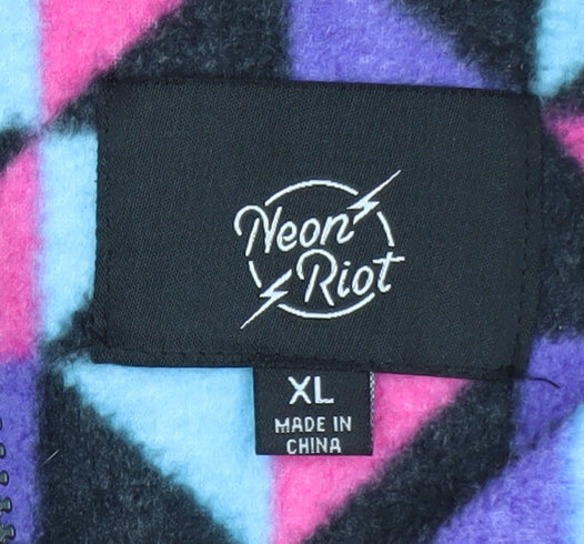 Neon Riot Men's Multicoloured Fleece Pullover Sweatshirt XL