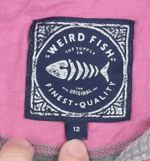 Weird Fish Womens Frost Grey 1/4 Zip Fleece Sweatshirt Size 12