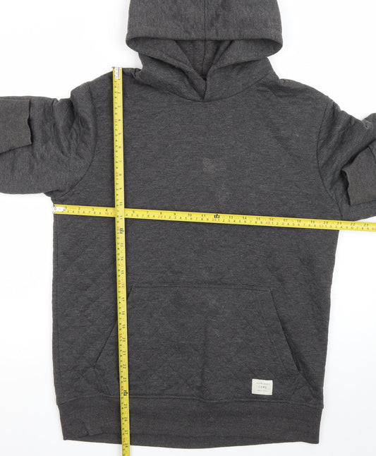 Jack & Jones Men’s Grey Pullover Hoodie L Quilted Core Casual