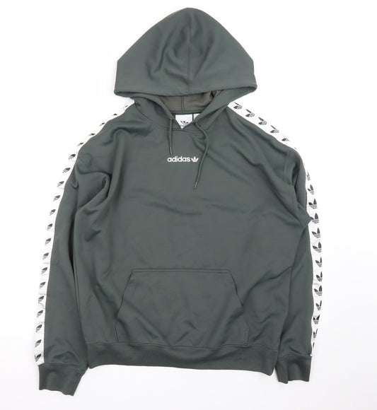 adidas Men's Green Pullover Hoodie M Logo Sports Style