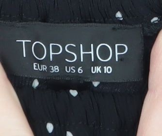 Topshop Women’s Black Polka Dot Off Shoulder Ruffle Playsuit Size 10