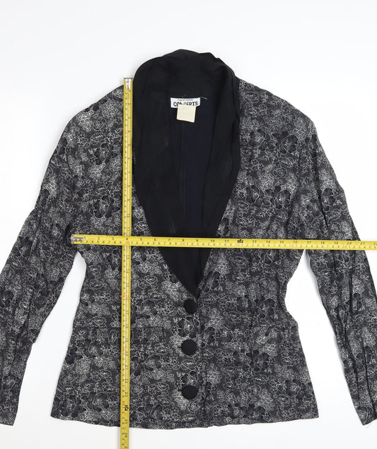 California Concepts Women's Grey Floral Jacquard Shawl Lapel Blazer Size L