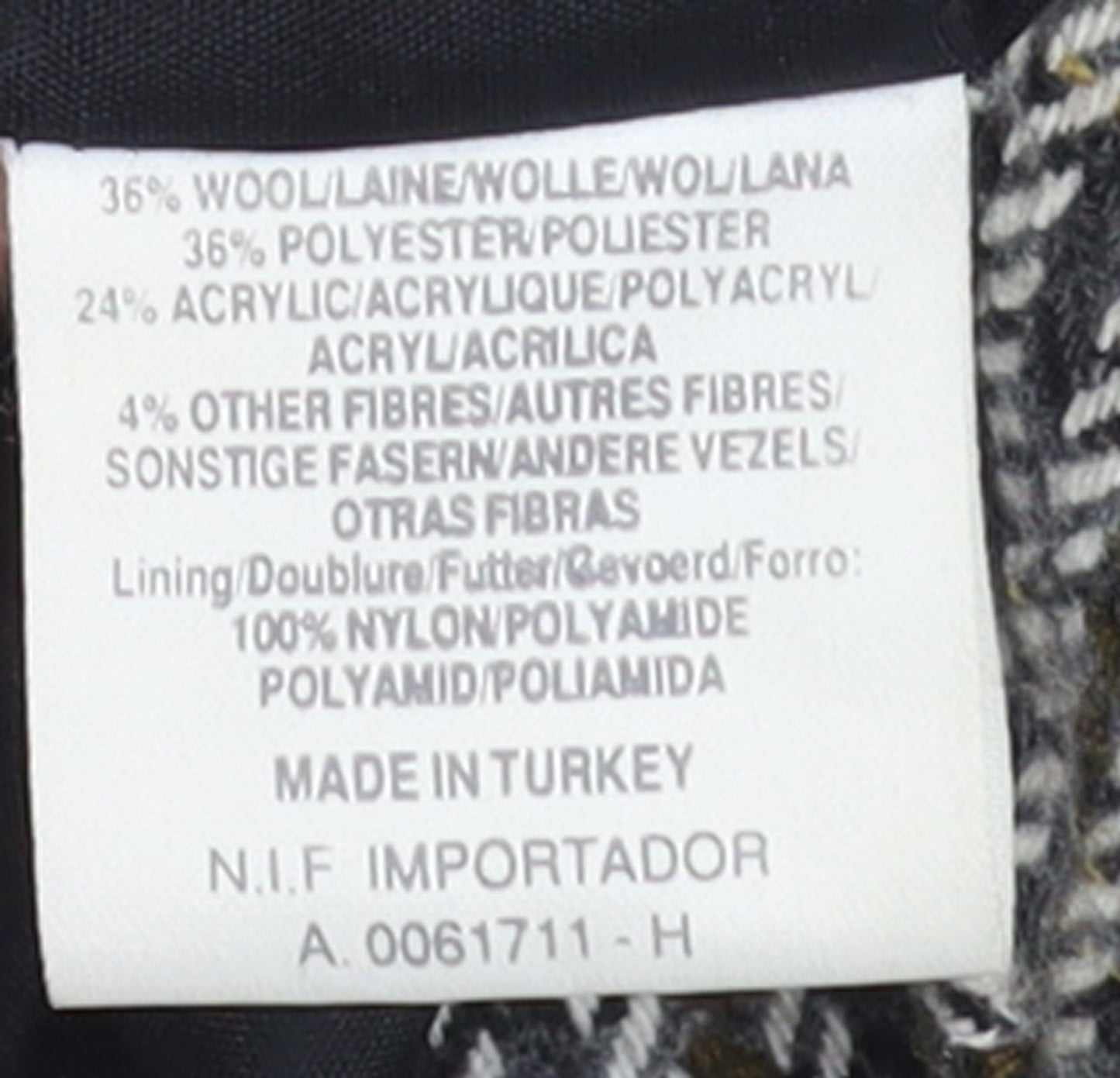 Dorothy Perkins Women Grey Houndstooth Wool Blend Double-Breasted Blazer UK 12