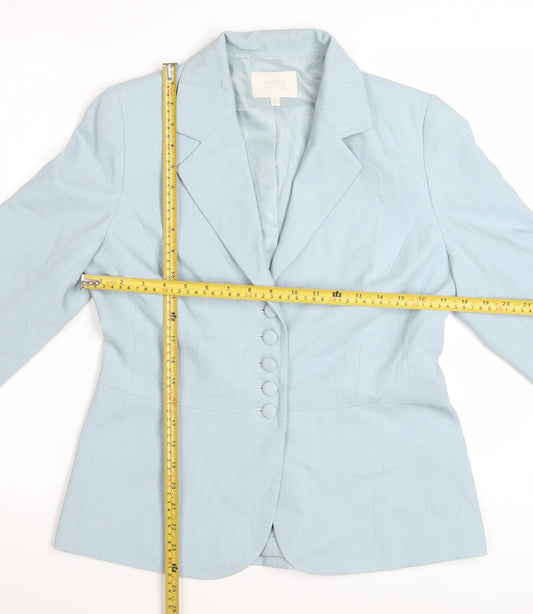 Marks and Spencer Women Blue Wool Blend Tailored Blazer Size 12