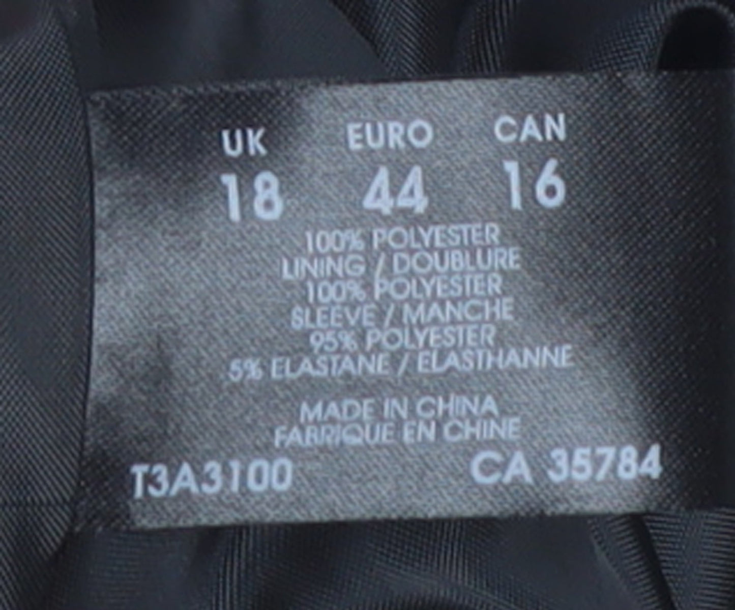 Planet Womens Black Polyester Lined Single-Breasted Blazer UK 18