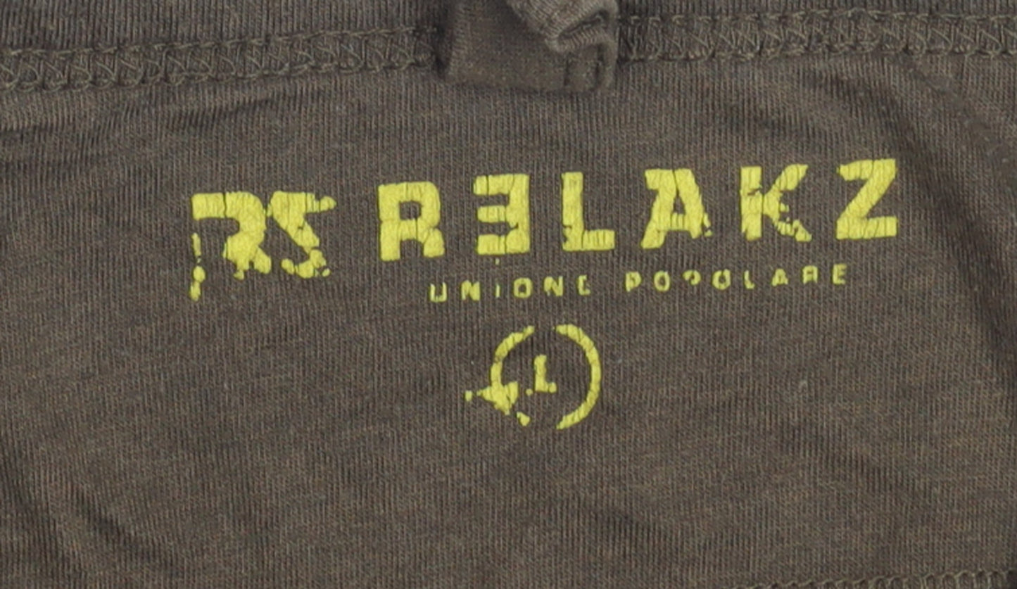 RS Relakz Men's Brown Graphic Print Crew Neck T-Shirt Size L