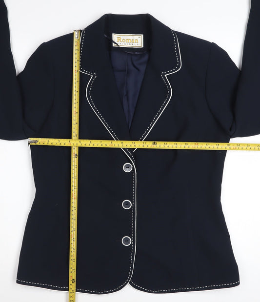 Roman Originals Women's Navy Blue Size 14 Blazer Jacket Tailored Fit