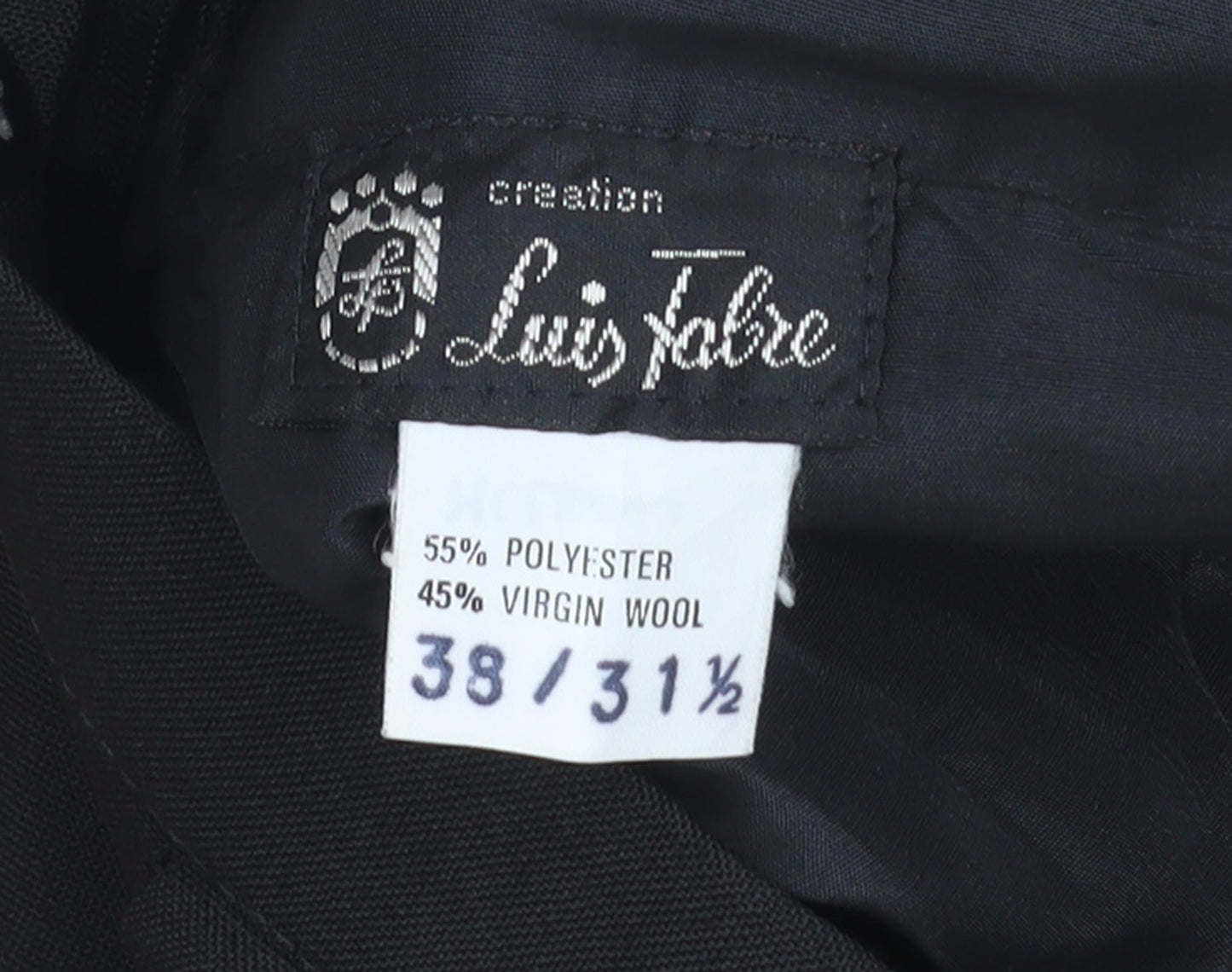 Luis Fabre Men's Black Wool Blend Pleated Dress Trousers 38W 31.5L
