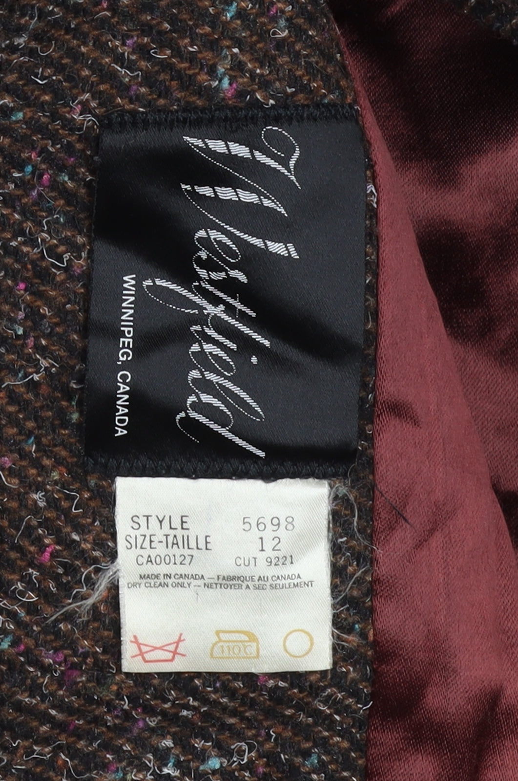 Westfield Women's Brown Wool Long Tweed Coat Size 12