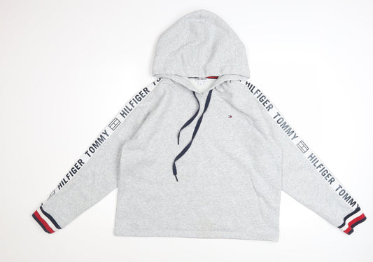 Tommy Hilfiger Women Grey Hooded Pullover Sweatshirt M