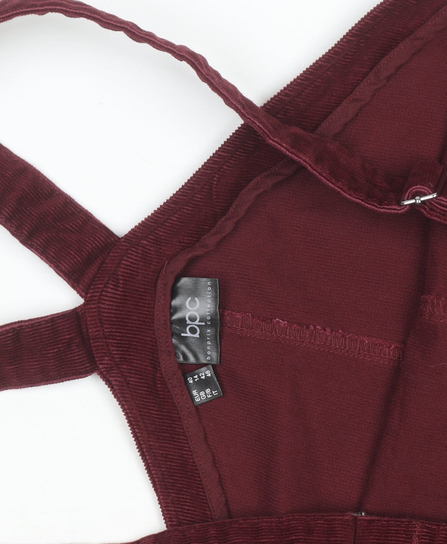 bpc Bonprix Collection Women's Red Corduroy Dungaree Dress Size 14