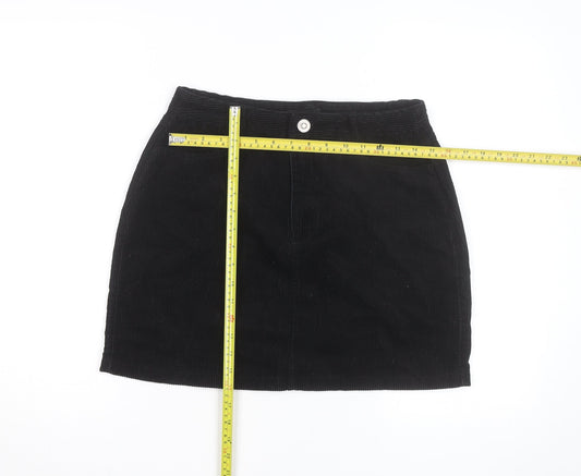 New Look Women's Black Corduroy Short Straight Skirt Size 12