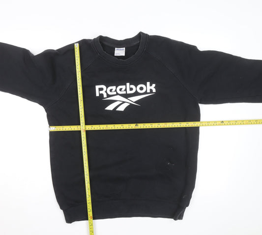 Reebok Unisex Black Medium Pullover Crew Neck Logo Sweatshirt