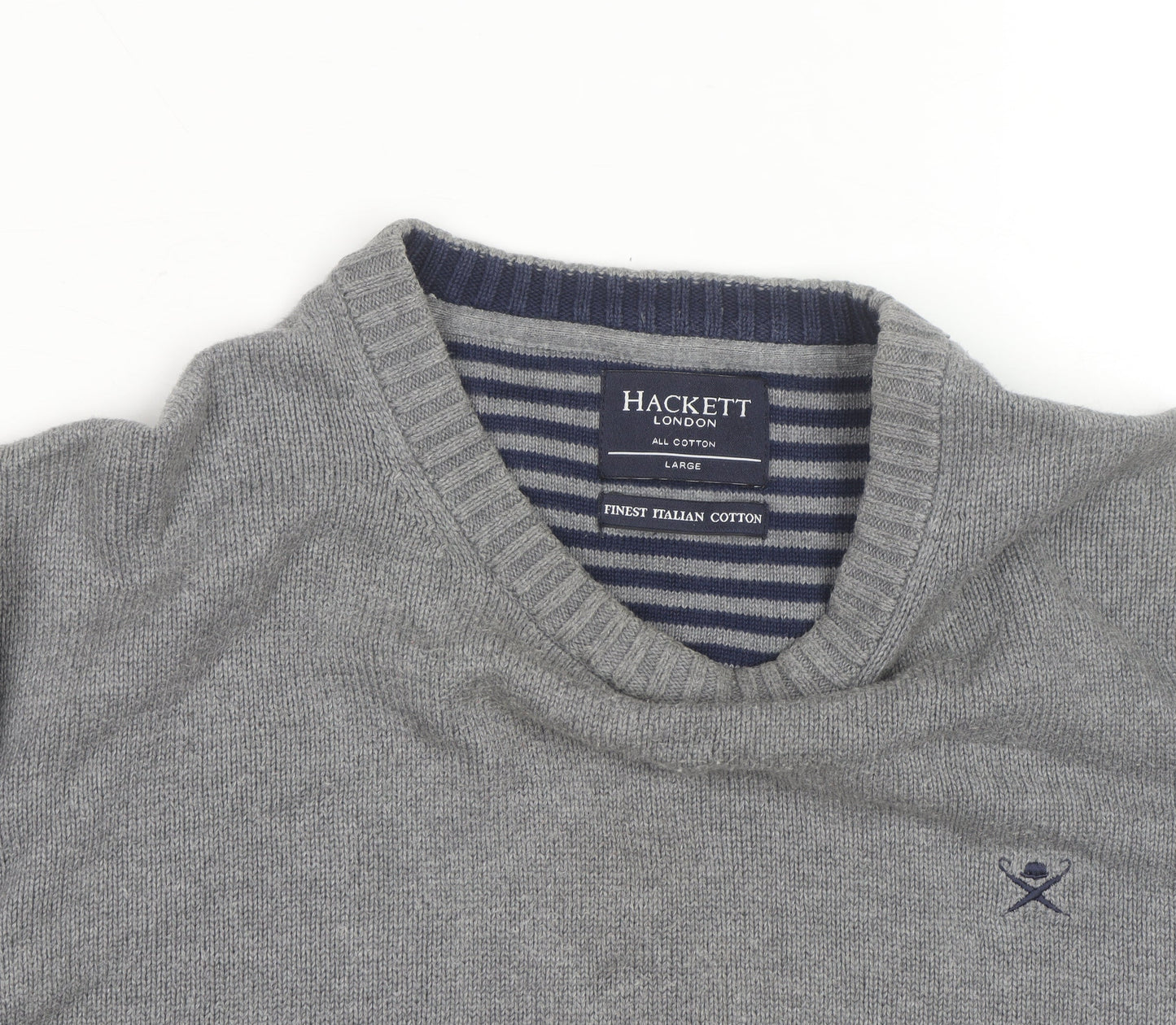 Hackett Men’s Grey Cotton Crew Neck Jumper Size L
