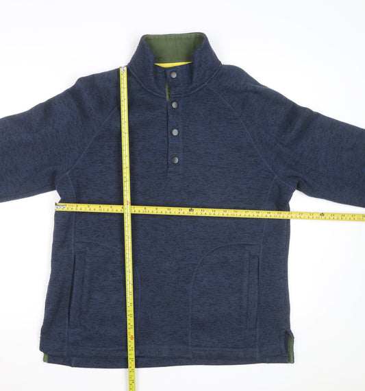 John Lewis Men Blue Cotton Henley Jumper L Casual Winter