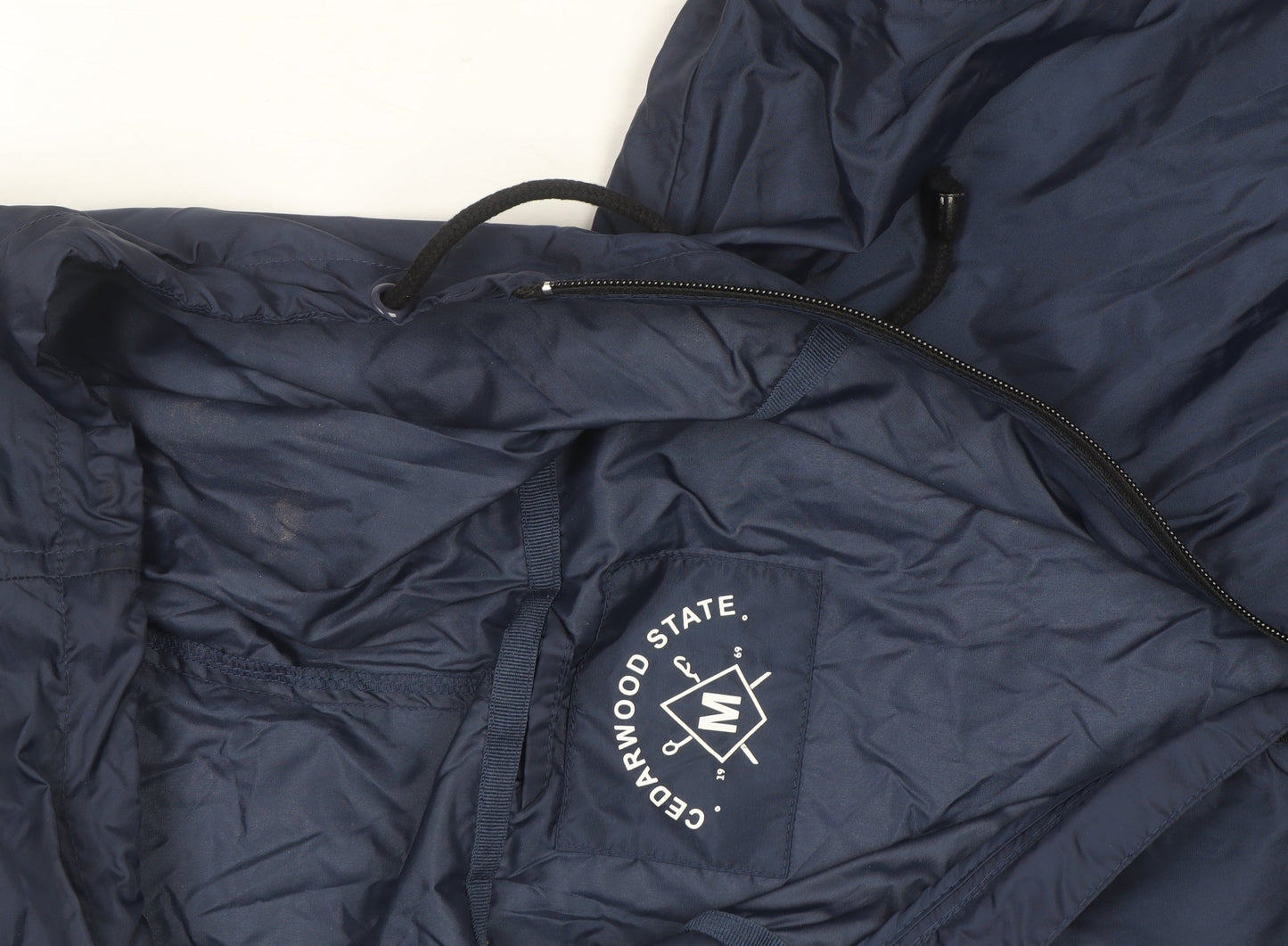 Cedarwood State Men's Blue Hooded Windbreaker Jacket Size M