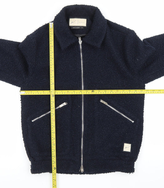 Prèvu Men’s Blue Wool Bomber Jacket Size S Zip Up Casual