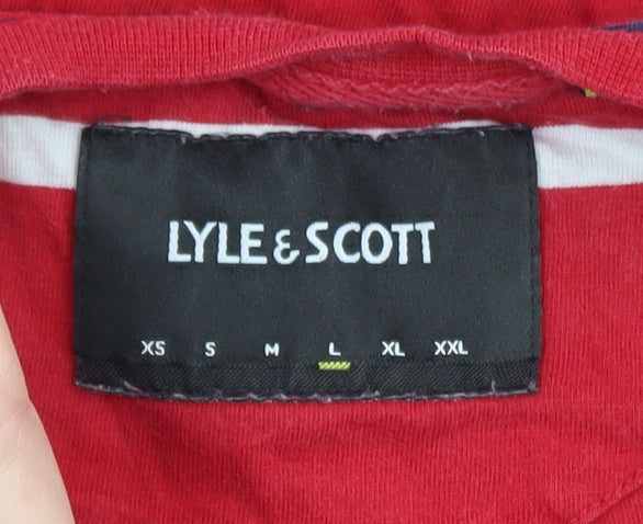 Lyle & Scott Men's Red Striped Cotton Crew Neck T-Shirt Size L