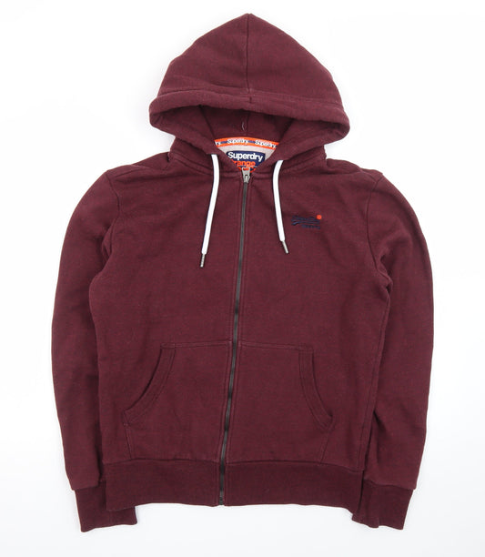 Superdry Men's Red Full Zip Hoodie M Regular Fit Fleece